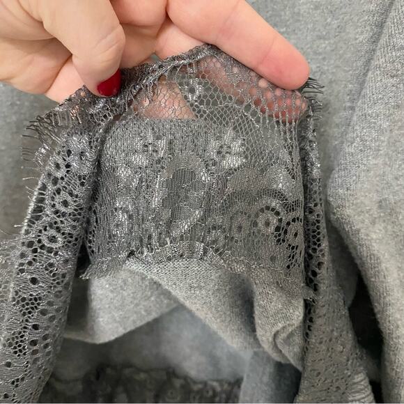 LANE BRYANT • Gray Lace Long Sleeve Scoop Neck Sweater - Picture 5 of 6